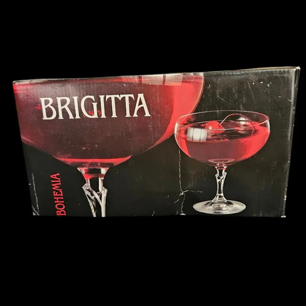 Bohemia Brigitta Coupe Glass Set Floral Etched Dessert Bowls
